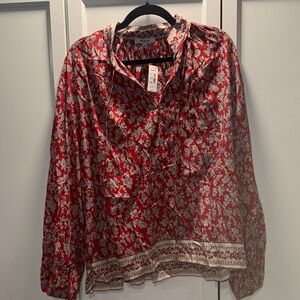NWT chic Madewell Red and White Floral boho top